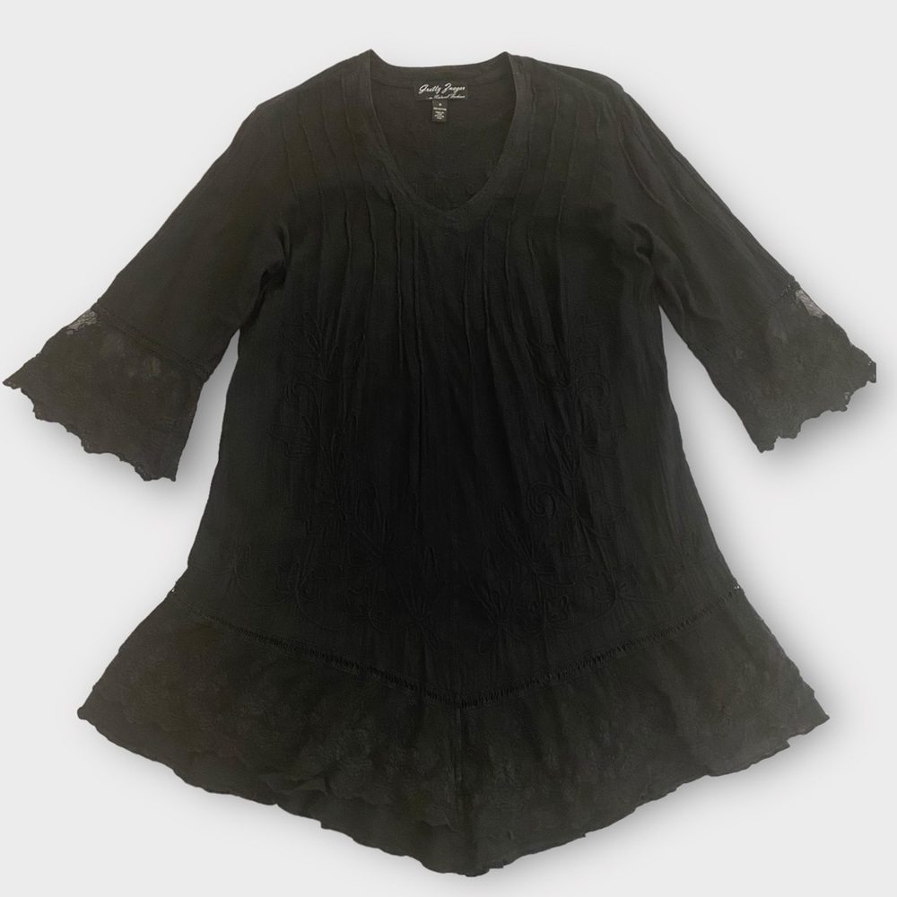 Gretty Zueger Women’s Dress Small Embroidered Lace Trim Whimsigoth Dark Romantic